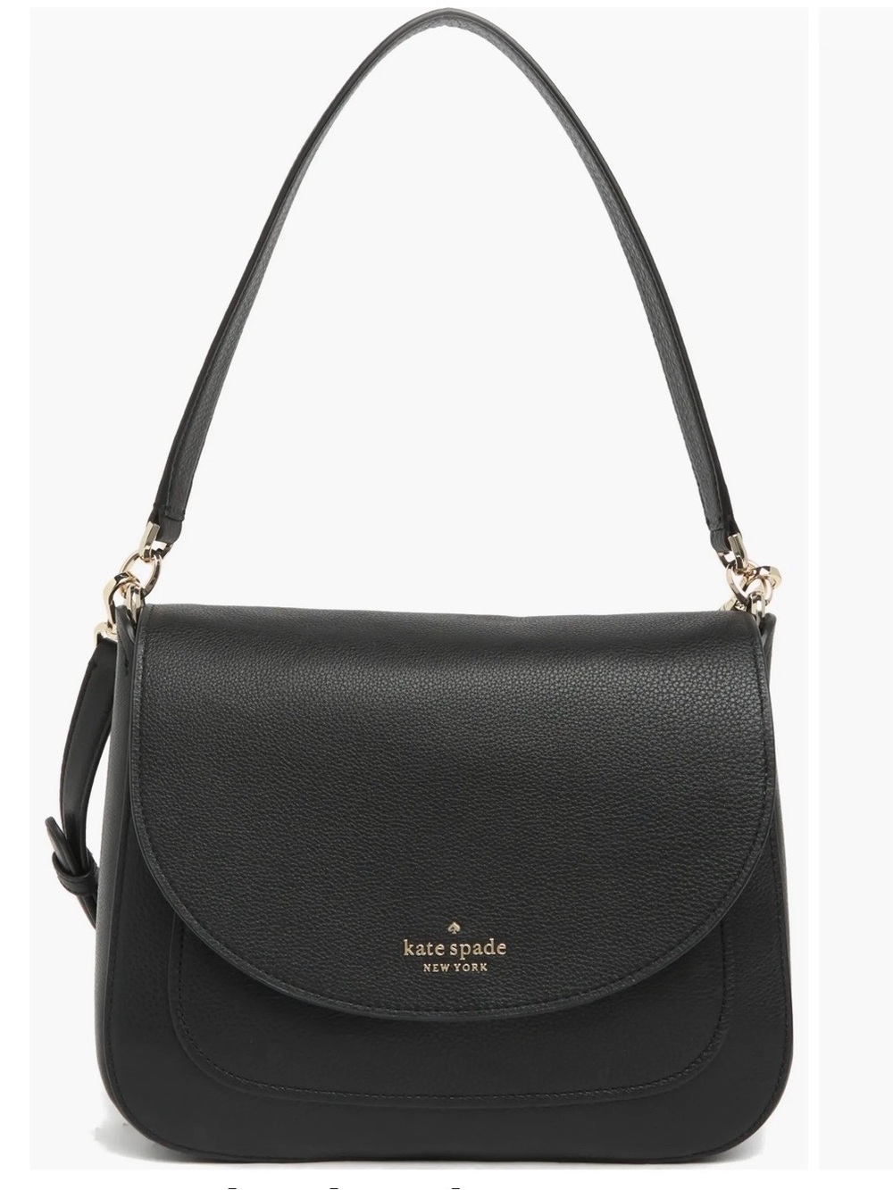 KATE SPADE NEW YORK Kailee medium Black Leather Curved Flap Shoulder & CB bag